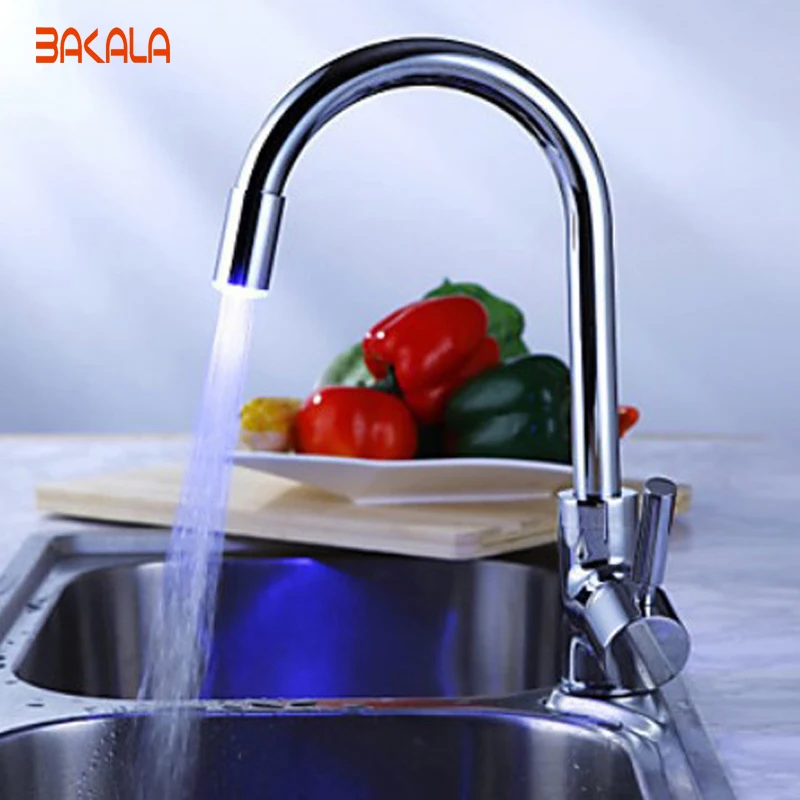 

Free Shipping BAKALA LED Kitchen sink Bathroom basin mixer tap Chrome spray swivel Faucet  LH-8083