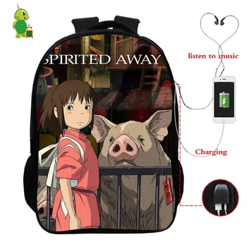 

Ghibli Spirited Away No Face Man USB Charge Backpack School Bags for Teenage Boy Girls Multifunction Laptop Backpack Travel Bags