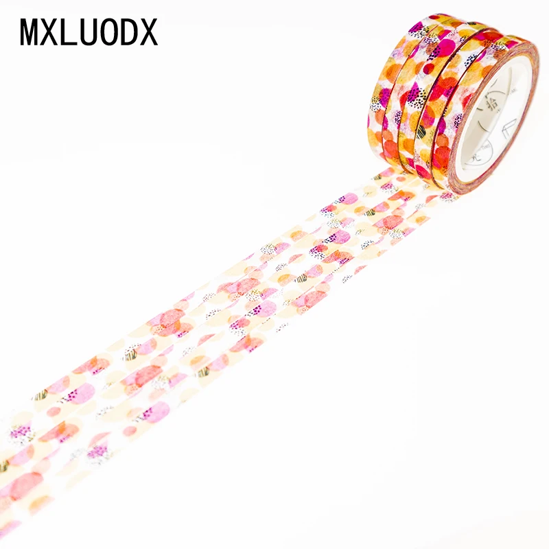 colored Dots Slim Washi Tape Set Sticky Decor Masking Paper Scrapbook