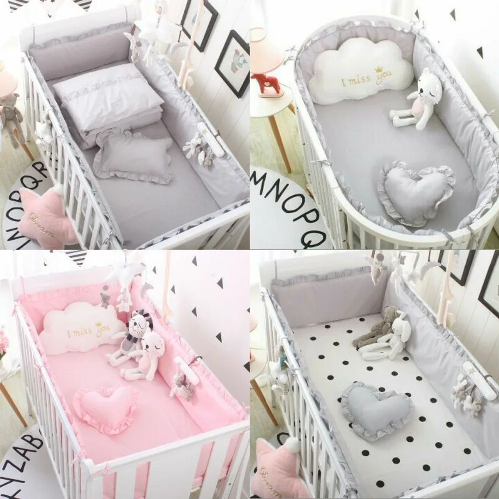 5 قطعة القطن تنفس الصلبة الطفل سرير المهد الوفير الاصطدام حامي الوليد السرير محاطة سلامة القضبان ازم الفراش