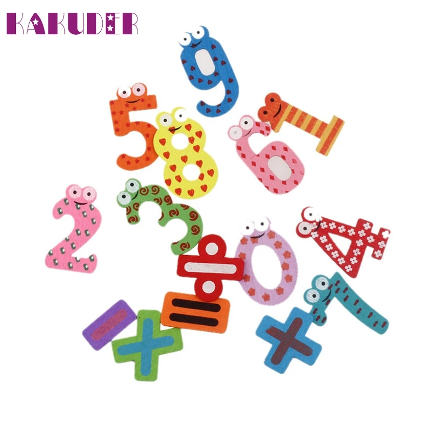 

Zero 15pcs Fridge Magnets Early Learning Educational Toys Wooden Math