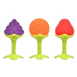 Детские 3 цвета фрукты Зубной Гель Силиконовые Зубы жевательный молярный стержень моделирование фрукты зубы Резина комфорт игрушка