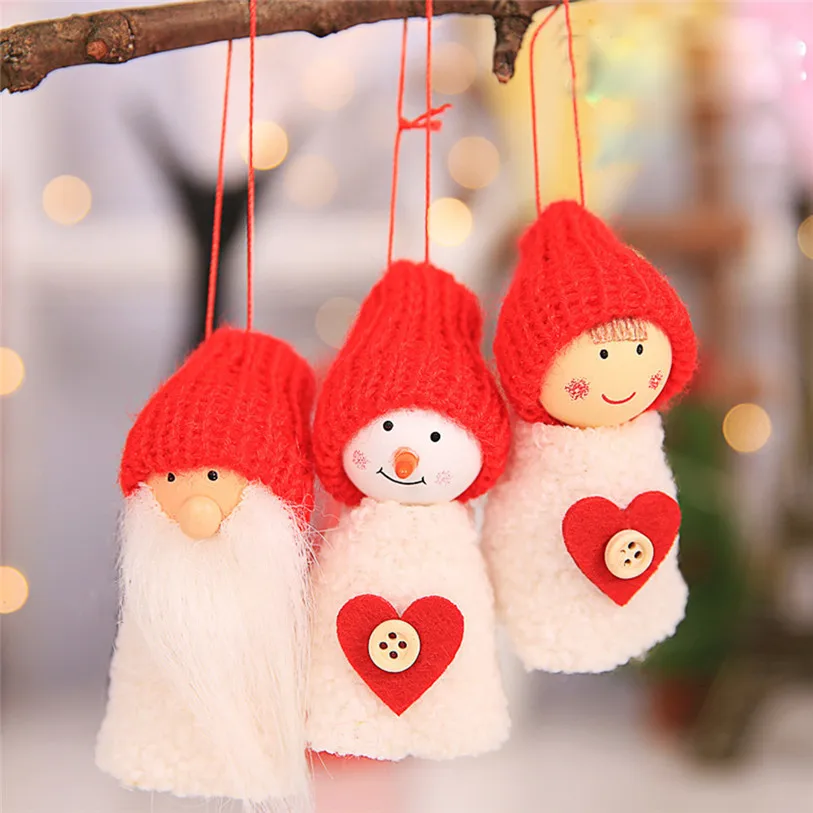 2019 New Santa Claus Christmas Hanging Ornaments Pine Cone Xmas Doll Gift 3PcsSets Tree Pendant Christmas Decorations #F#6OT15 (5)