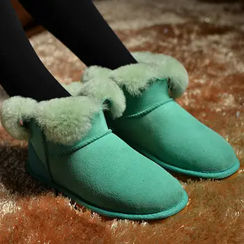 

New 2019 Real Sheepskin Free Shipping Women's Shoes Nature Fur Wool Leather Woman Snow Boots 100% Genuine Sheepskin Boots