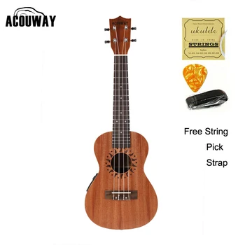 

Acouway 21" Inch Soprano 23" inch Concert Electric Ukulele Uke 4 String Hawaii guitar Musical Instrument with Built-in EQ Pickup