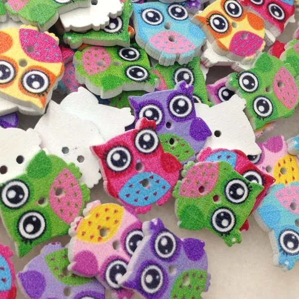 

10/50/100pcs Mix owl Wood Buttons 17mm Sewing Craft 2 Holes Wholesales WB312