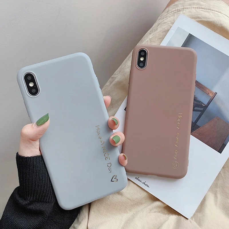 Коричневый простой бронзирующий чехол для телефона с буквенным принтом iphone 6 6s 7 8