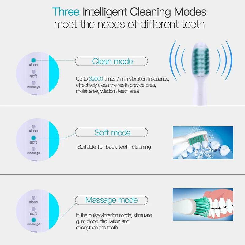 LANSUNG SN901 беспроводная звуковая электрическая зубная щетка для чистки зубов перезаряжаемая teethbracket cepillo dient 4 шт. Сменная головка