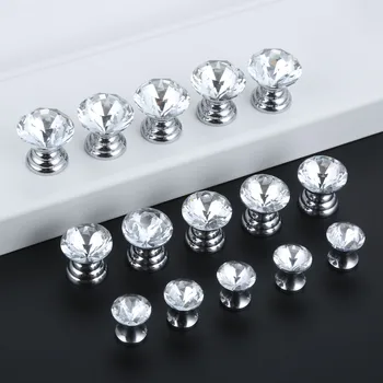 

DRELD 5Pcs 12/18/20mm Clear Crystal Glass Jewelry Gift Box Drawer Knob Furniture Hardware Cupboard Handle Door Pull Home Decor