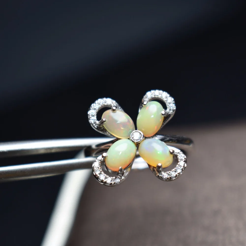 On sale Fine Jewelry Real 925 Steling Silver s925 100% Natural opal Gemstone Female Australia Opal Gemstones Ring Christmas Gift