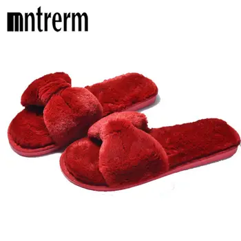 

Woman's Fur Fluffy Furry Fuzzy Slipper Flip Flop Open Toe Plush Cozy House Sandal Soft Winter Flat Anti-Slip Spa Indoor Shoes