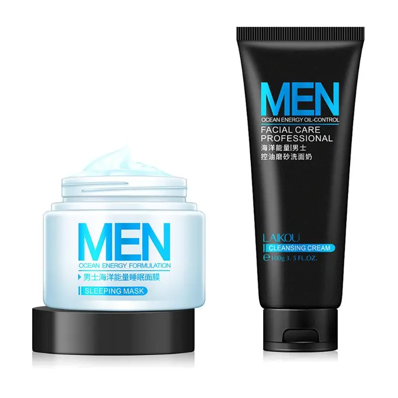 

100ml Moisturizing Oil Control Skin Care Men Ocean Energy Formulation Sleeping Mask 70g Facial Cleanser 160ml Toner