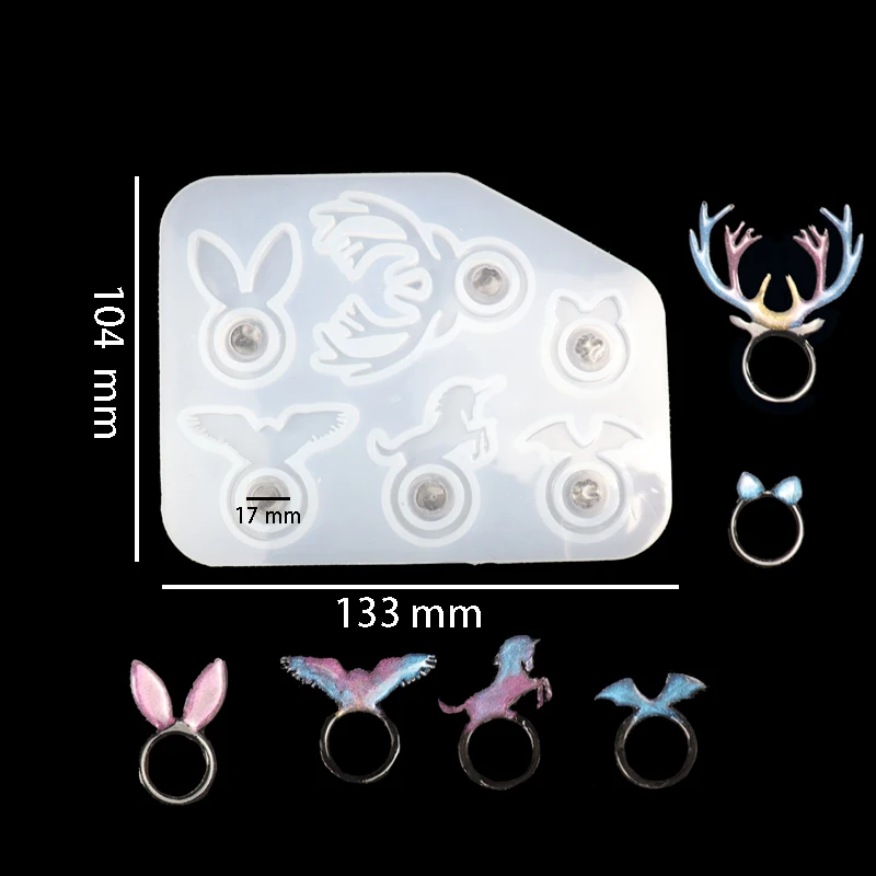 

New 1PCS Animal Ring Charms Craft DIY Transparent UV Resin Liquid Silicone Combination Molds for Earring Necklace Making Jewelry