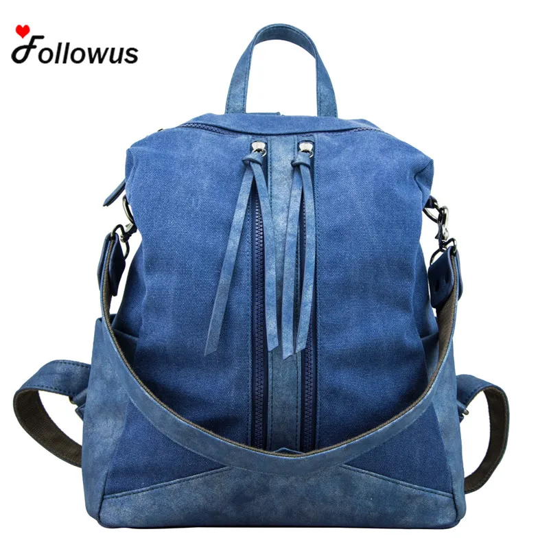 2017 Women Backpacks New Fashion Canvas PU Leather Bags Large Capacity Multi use Ladies Small Backpack