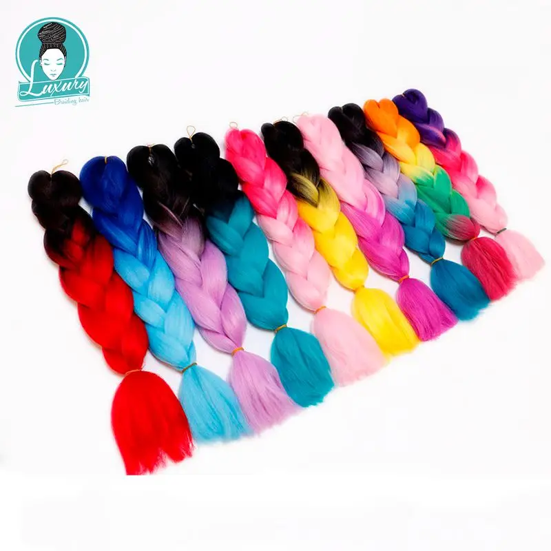 

Luxury For Braiding Jumbo Braids Bulk Synthetic Hair 24'' 100g African Braiding Hair Style Crochet Hair Extensions