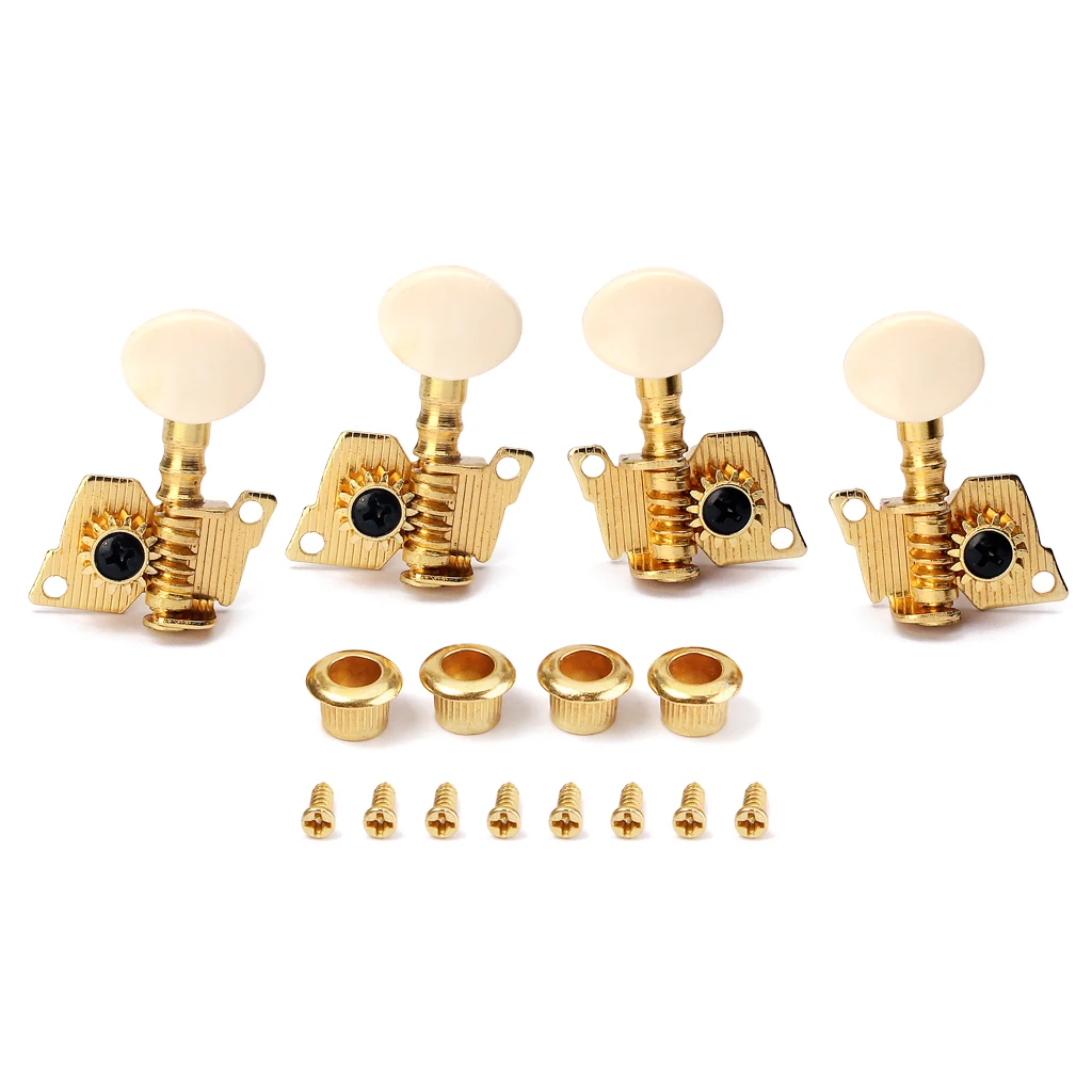 4 Pieces Copper+Iron 2L2R Ukulele Tuning Pegs Tuners for Ukulele DIY Ukulele Guitar Replacement Parts Golden