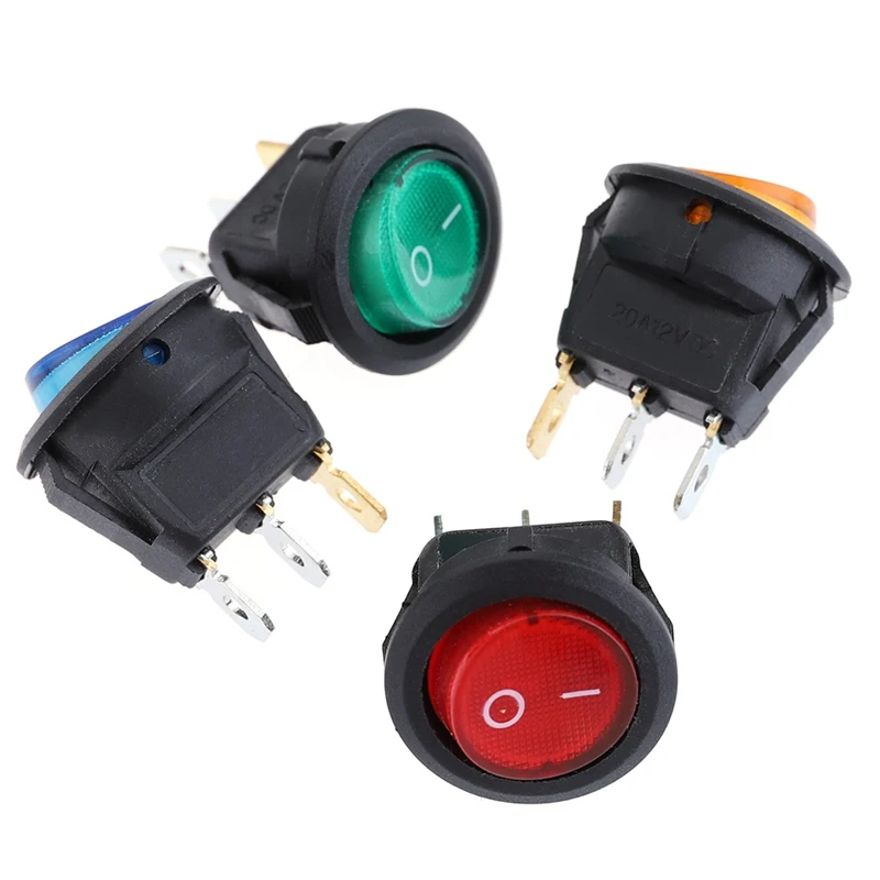 ON/OFF Round Rocker Switch LED Illuminated Car Dashboard Dash Boat Van
