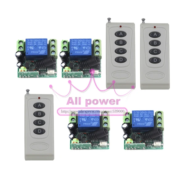 12V 1CH 10A Wireless Remote Control Switch Fixed Code 315mhz/433mhz Receiver For Applicance Garage Door proteco tx433 ptx433405 compatible replacement remote control 433mhz fixed code