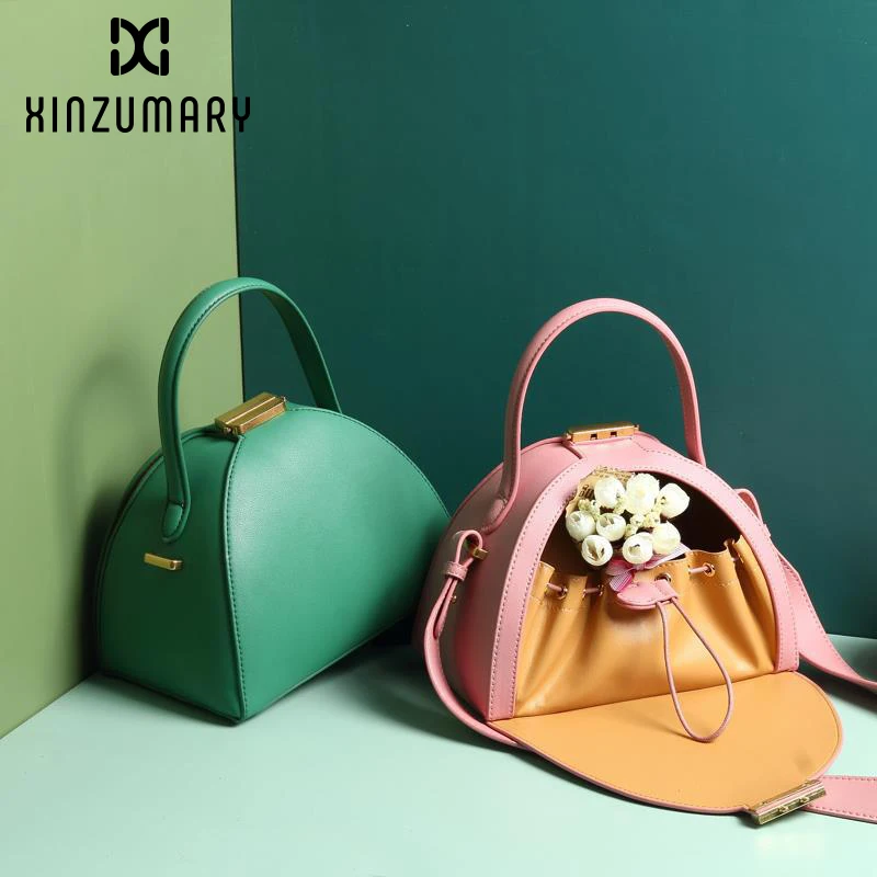 

2019 Summer New Leather Female Handbags Solid color Shell Bag Semi-circular Female Shoulder Bags Simple Cute Women Crossbody Bag