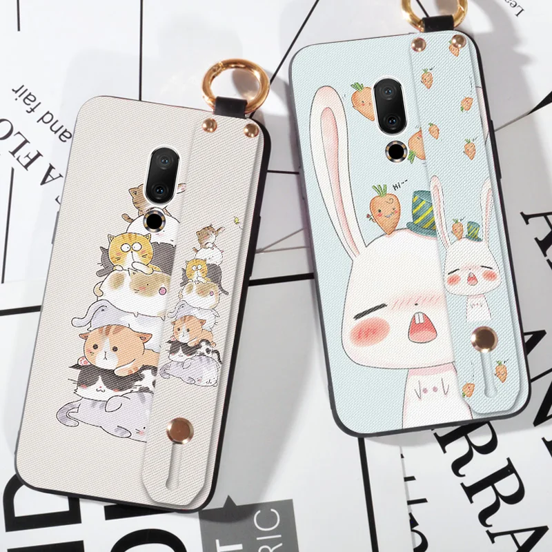 

Rabbit Wrist Strap Cases For Meizu V8 Pro X8 M8 Mote Animal Cute Cat cover For Meizu 15 16 th Plus 16X M15 15 Lite Back Case