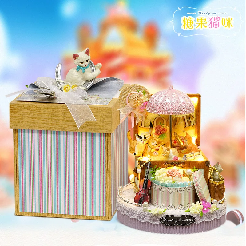 DIY деревянная музыкальная шкатулка boxCandy cat ручной сборки креативный бутик bestie