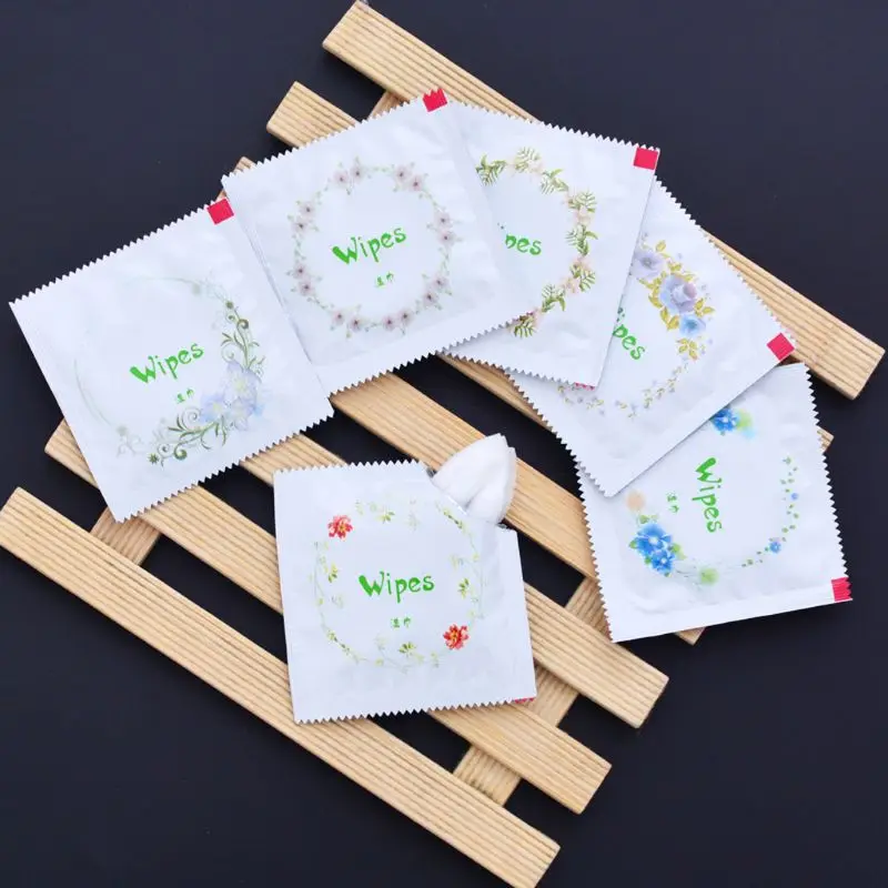 Murah 10X Kartun Floral Cetak Kondom Bentuk Tisu Basah Jaringan Tangan Membersihkan Wajah Perjalanan