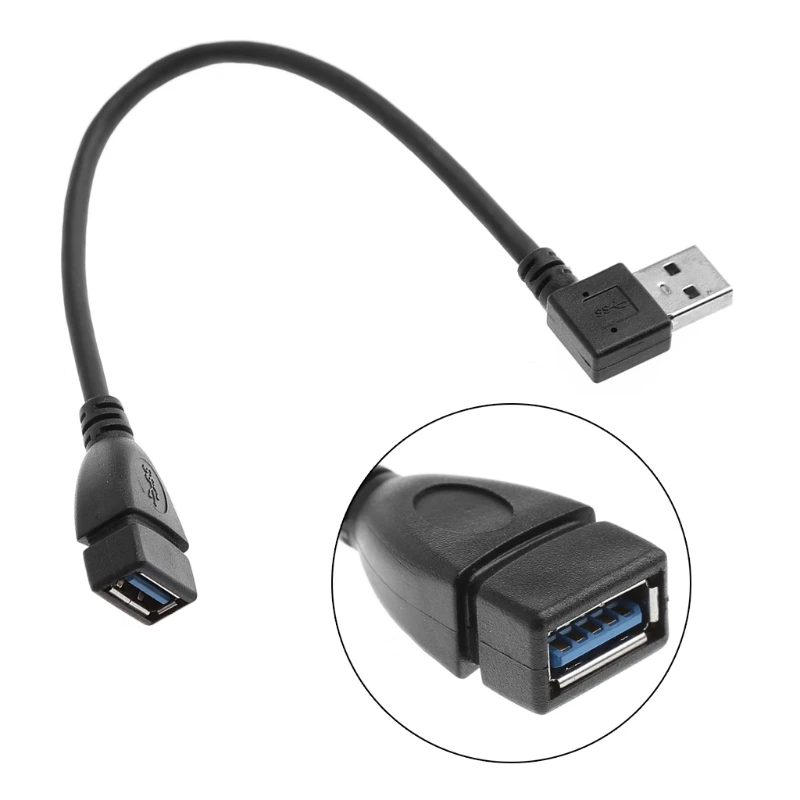 

USB 3.0 Type A Left/Right Angle 90 Degree Male To Straight Female Adapter Cable Extension Cord