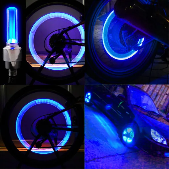 2 шт. светодиодный подсветка для велосипедного колеса с батареей предварительно instal светодиодный велосипедный руль спицы для велоспорта гонки MDJ998 - Испускаемый цвет: Blue