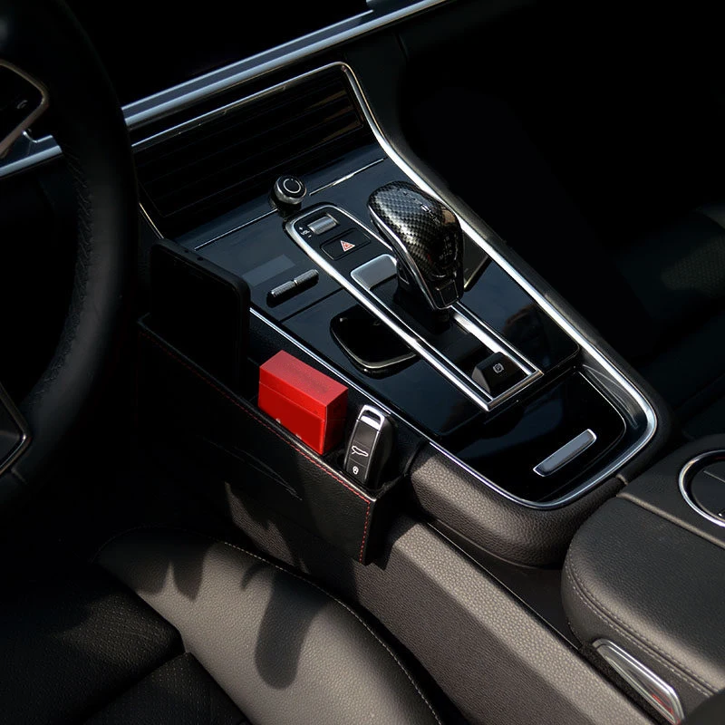 

Artificial Leather Red/ Black Interior Center Console Side Gap Storage Box Main Driving 1PCS For Porsche Panamera 2017 2018