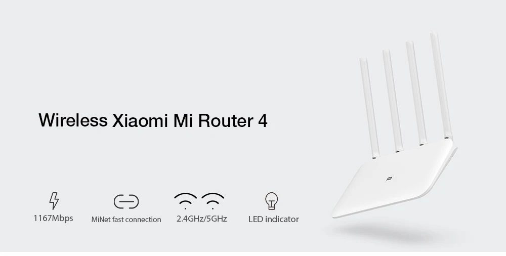 Xiaomi mi маршрутизатор 4 WiFi ретранслятор 1167 Мбит/с Беспроводной двухдиапазонный 2,4/5 ГГц 4 антенны двухъядерный 802,11 пульт дистанционного