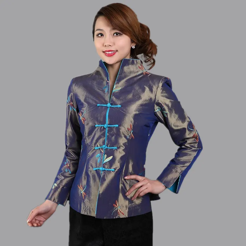 Женская атласная куртка с вышивкой серое пальто длинным рукавом размеры S M L XL XXL