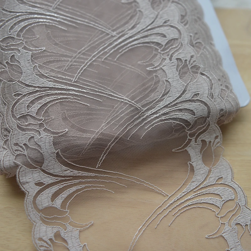 

#642 Tan Color Width 18CM(approx. 7 1/8") Embroidered mesh lace ribbon Lace Fabric craft Embroide Hight quality Net Lace Trim