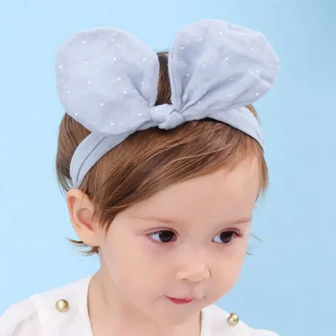 Naturalwell/повязка на голову с бантом для маленьких девочек; повязка на голову с бантом для малышей; банты для волос; повязки с узлом; Детские аксессуары для волос; HB135S - Цвет: HB132 Grey