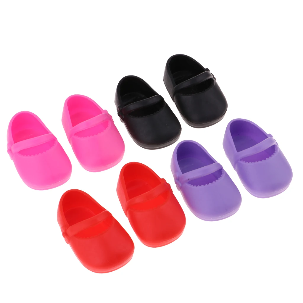 4 Pairs Single Solid Color Shoes Flats for 16inch Sharon Dolls Clothing Accessories 