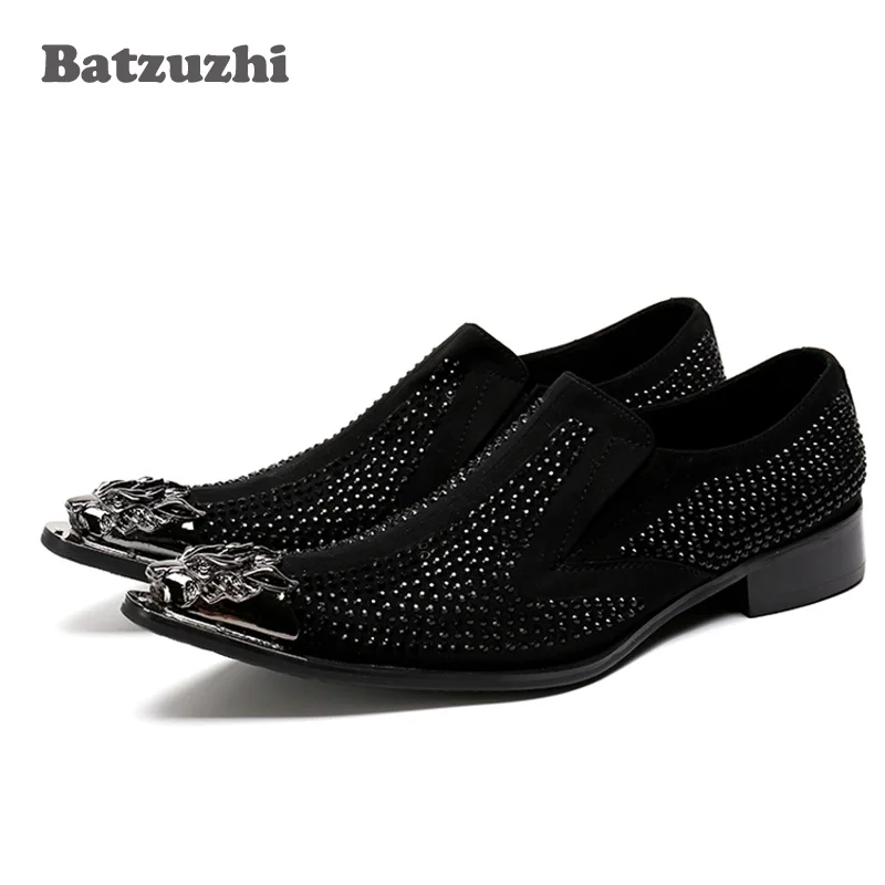 Batzuzhi Brand New Men Wedding Shoes Black Men Leather Dress Shoes
