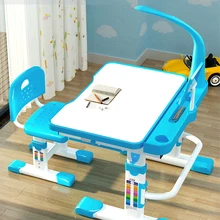 Los niños escritorio y silla conjunto con inclinación de escritorio luz LED y cajón para chico s funcional chico estudio MESA de escribir set de escritorio
