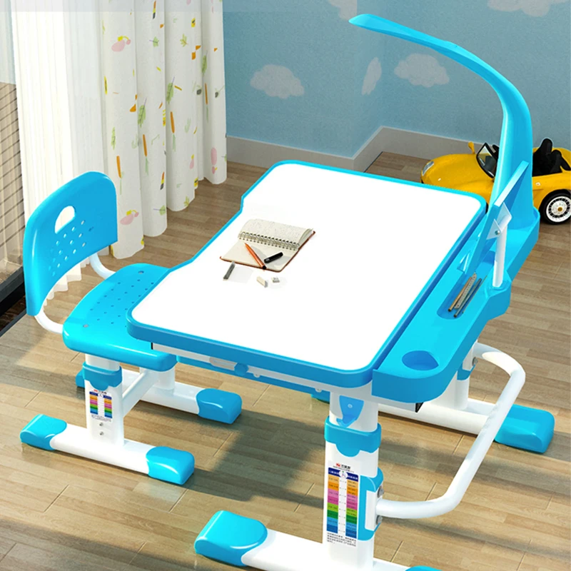Children’s desk and chair set with Tilt Desktop, LED Light and Drawer for kids Functional kid’s study writing table desk set
