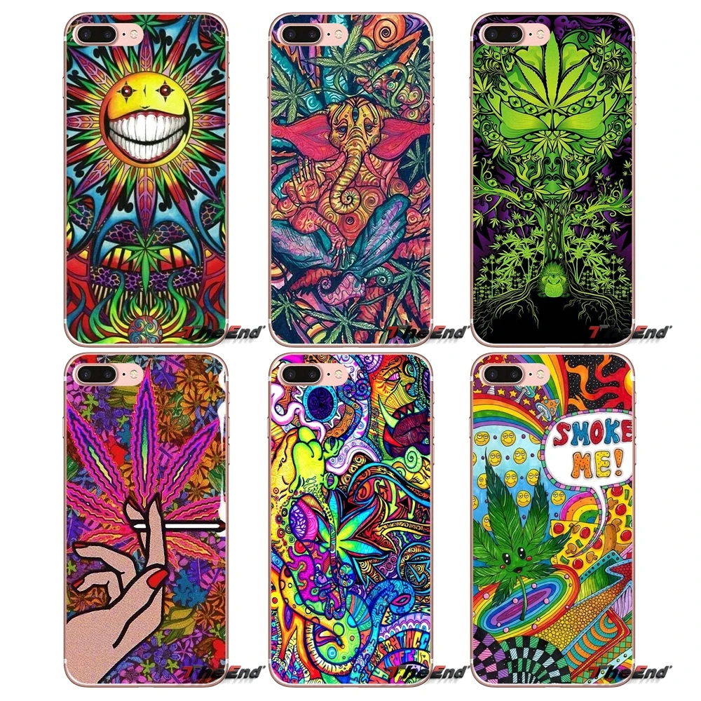 

For iPhone X 4 4S 5 5S 5C SE 6 6S 7 8 Plus Samsung Galaxy J1 J3 J5 J7 A3 A5 2016 2017 Psychedelic Ganja Pot Leaf Silicone Case