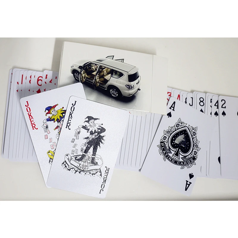 

Pvc Plastic Waterproof poker set white car collection poke deck model the back car playing cards set novelty playing game card