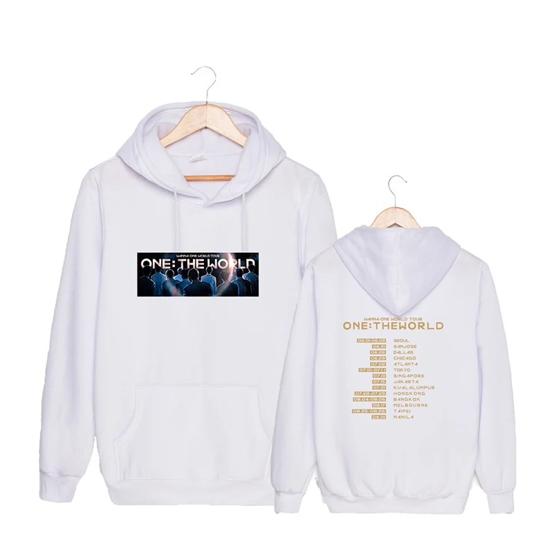 KPOP Wanna One Tour ONE THE WORLD толстовки в стиле хип хоп с капюшоном Топы пуловеры свитшоты