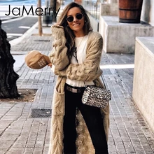 JaMerry, винтажный зимний мохер, длинный кардиган, вязаный свитер, женский джемпер с длинным рукавом, кардиган, Повседневная Уличная одежда, femme