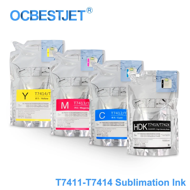Embala o Bloco da Tinta da Sublimação da Tintura para Epson a Tinta de 1000 Surecolor F6000 F6070 F6200 F6270 F7000 F7200 F7270 F9200 ml T7411 T7414 T741x