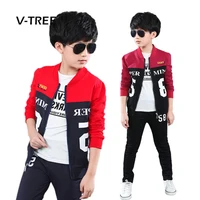 Новые весенние комплекты одежды для мальчиков возрастом от 4 до 12 лет Спортивная одежда для маленьких мальчиков-подростков комплекты детских костюмов для школы Униформа, куртки и штаны для мальчиков - изображение