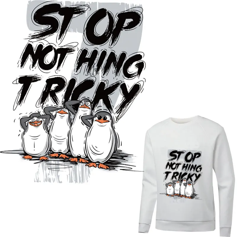 

funny penguin iron on patches for clothing thermal sticker heat transfert thermocollants t-shirt diy patch vetement parches ropa