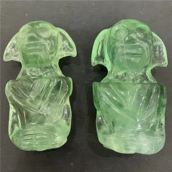 

GJ Crystal Elf 75mm Hand Carved Cute Natural Green Fluorite Quartz Crystal Elves Sprites for Gifts