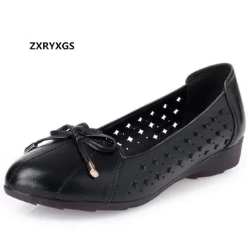 

2019 Summer New Hollow Cow Leather Shoes Women Sandals Comfortable Women Shoes Soft Platform Wedges Fashion Shoes