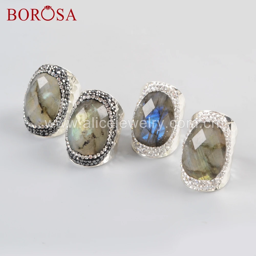 BOROSA 6 шт. серебряного цвета цвет натуральный Ограненный Лабрадорит камни Друза