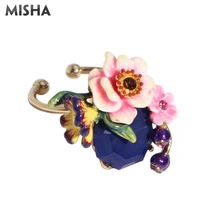 MISHA кольца для женщин в форме цветка Ретро женское большое кольцо имитация драгоценных камней кольцо эмалированная глазурь ювелирные изделия для свадебной вечеринки подарок L589