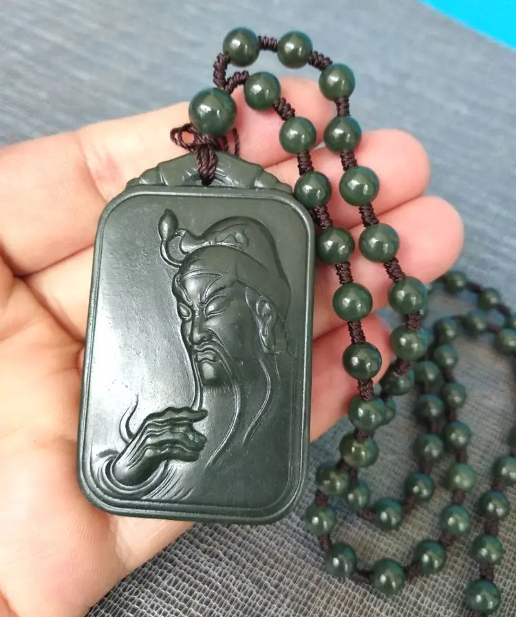 Бутылка природы зеленый нефритовый кулон jadite Амулет ожерелье из бисера Carven GuanYu Bless For you