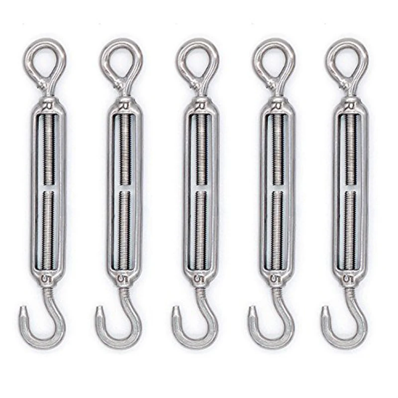 SHGO-5pcs M5 Stainless Steel 304 Hook &amp Eye Turnbuckle Wire RopeTension | Обустройство дома